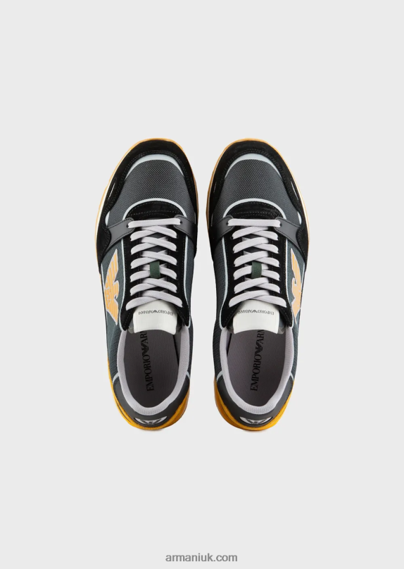 Mesh Sneakers With Suede Details And Eagle Patch Men VP6Z81886 Armani Pattern