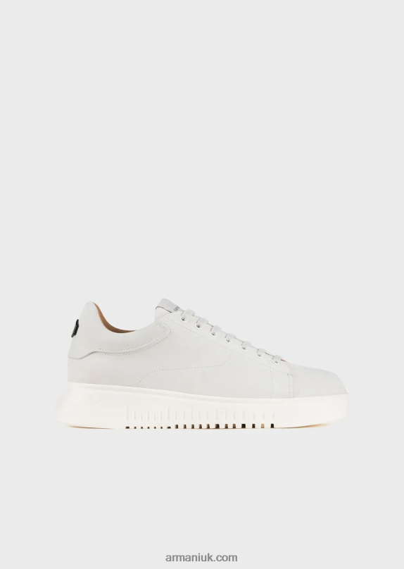 Nubuck Sneakers With Oversized Soles Men VP6Z81901 Armani White