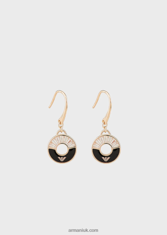 Black Onyx Drop Earrings Women VP6Z8839 Armani Rose Gold