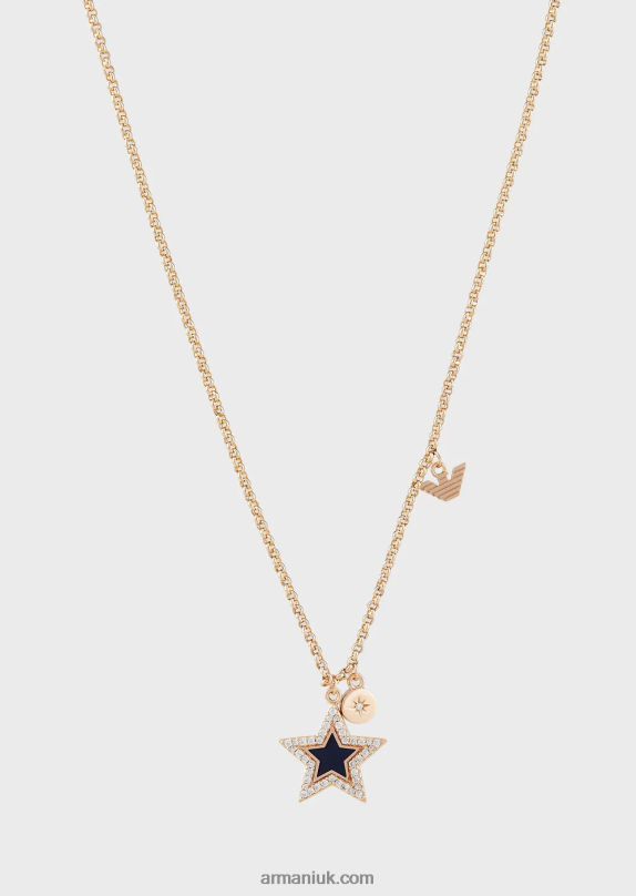 Blue Lacquer Pendant Necklace Women VP6Z8847 Armani Rose Gold