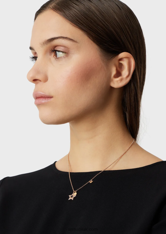 Blue Lacquer Pendant Necklace Women VP6Z8847 Armani Rose Gold