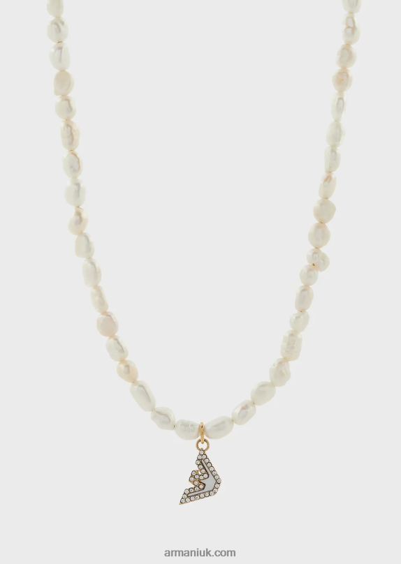 Gold-Tone Stainless Steel Beaded Necklace Women VP6Z8826 Armani Gold