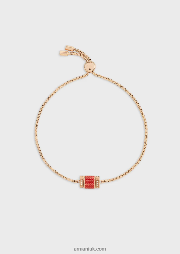 Red Lacquer Bracelet Women VP6Z8842 Armani Rose Gold