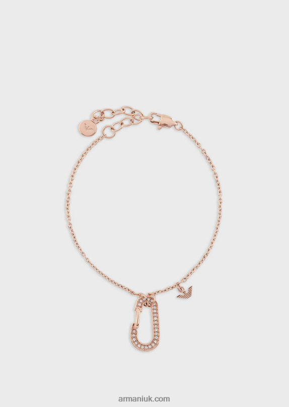 Rose Gold-Tone Stainless Steel Chain Bracelet Women VP6Z8796 Armani