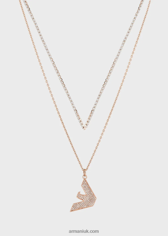 Rose Gold-Tone Stainless Steel Pendant Necklace Women VP6Z8798 Armani Rose Gold