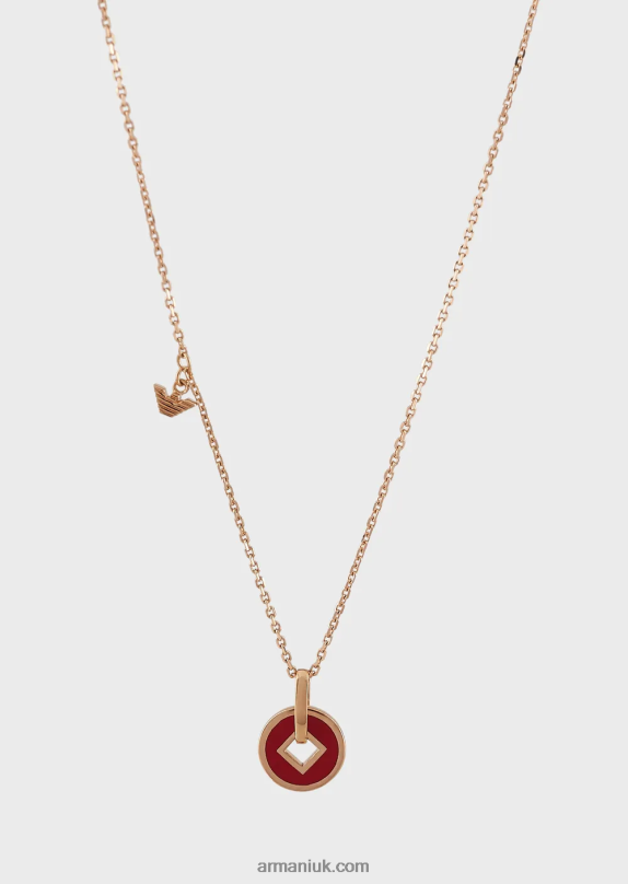 Rose Gold-Tone Sterling Silver Pendant Necklace Women VP6Z8790 Armani Gold