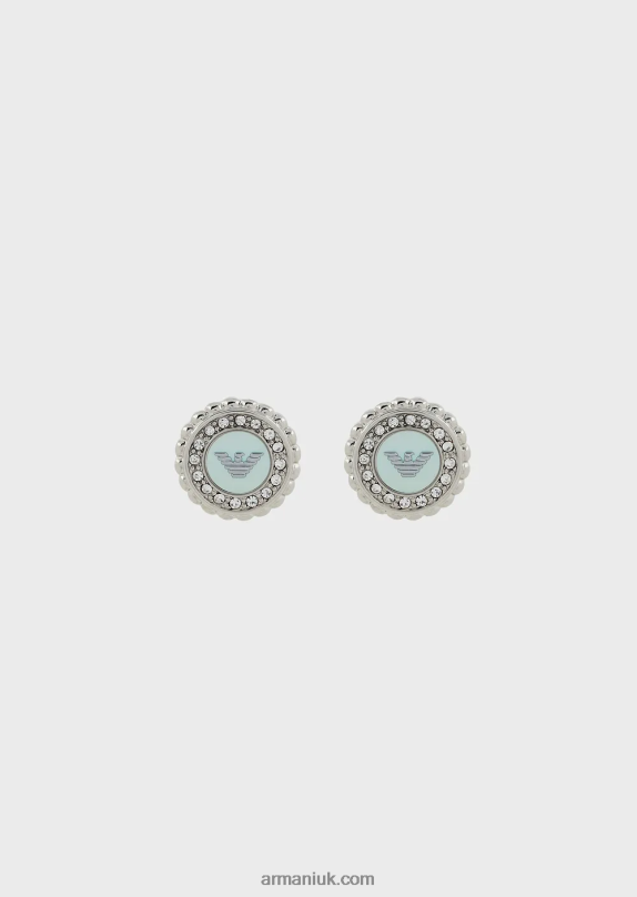 Stainless Steel Mother Of Pearl Stud Earrings Women VP6Z8821 Armani Silver