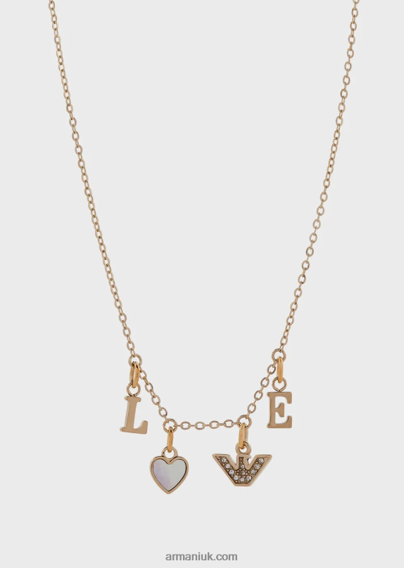 White Mother Of Pearl Chain Necklace Women VP6Z8784 Armani Gold