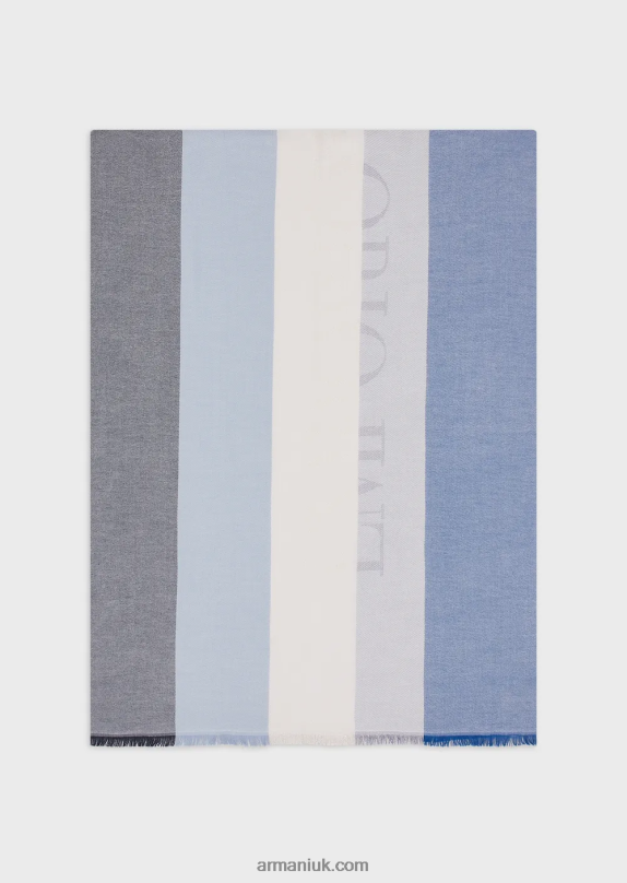 Horizontal Striped-Pattern Stole With Jacquard Logo Women VP6Z8868 Armani