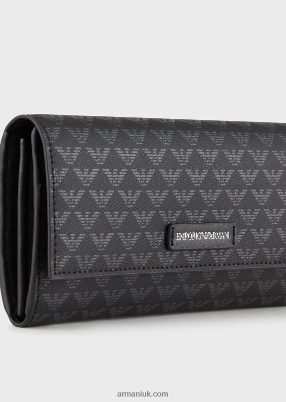 All-Over Eagle Wallet With Flap Women VP6Z8909 Armani Pattern