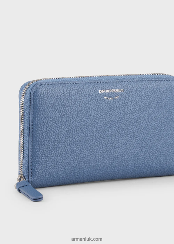 Deer-Print Myea Wallet With Wraparound Zip Women VP6Z8886 Armani Blue