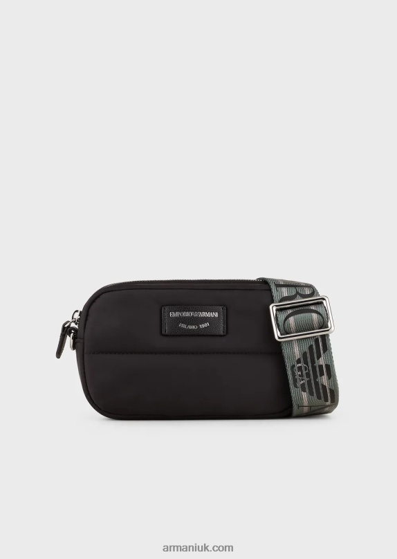 Quilted, Recycled-Nylon Camera Case With Shoulder Strap Women VP6Z8588 Armani Black