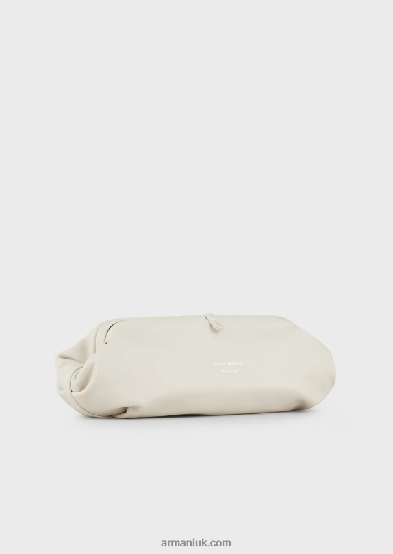 Leather Oversized Clutch Bag With Shoulder Strap Women VP6Z8637 Armani Milky White