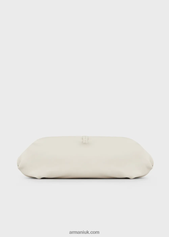 Leather Oversized Clutch Bag With Shoulder Strap Women VP6Z8637 Armani Milky White