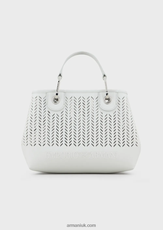 Armani Sustainability Values Small Myea Shopper Bag With Perforated Chevron Motif Women VP6Z8707