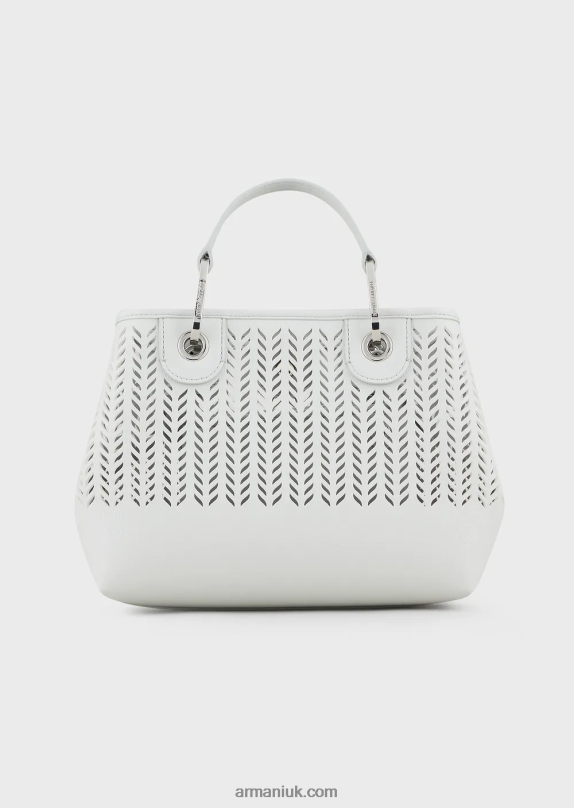 Armani Sustainability Values Small Myea Shopper Bag With Perforated Chevron Motif Women VP6Z8707