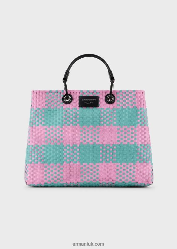 Medium Myea Braided Shopper Bag With Check Motif Women VP6Z8713 Armani Pattern