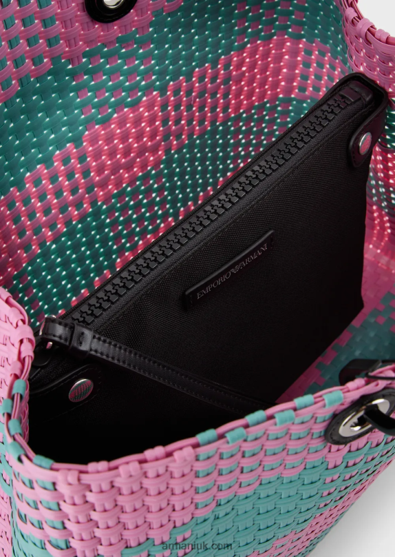 Medium Myea Braided Shopper Bag With Check Motif Women VP6Z8713 Armani Pattern