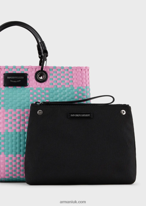 Medium Myea Braided Shopper Bag With Check Motif Women VP6Z8713 Armani Pattern