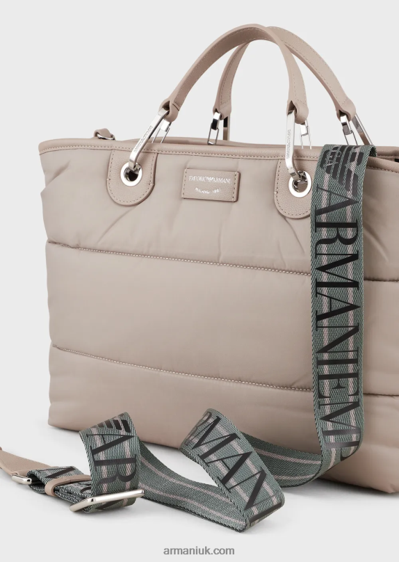 Medium Myea Shopper Bag In Quilted, Recycled Nylon Women VP6Z8669 Armani Beige