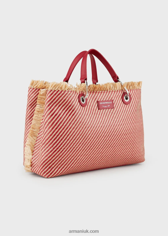 Myea Bag Woven Straw Shopper Bag Women VP6Z8711 Armani Red