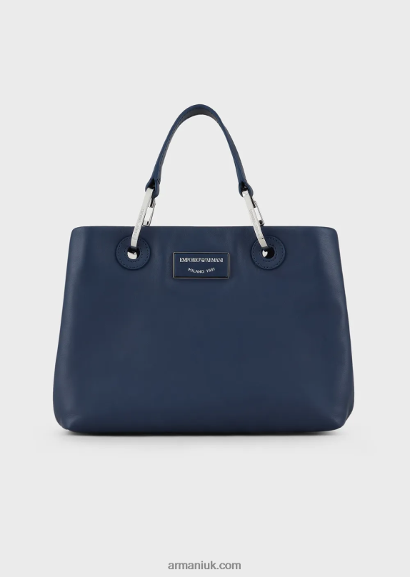 Small Myea Shopper Bag In Ecological Leather Women VP6Z8718 Armani Navy Blue