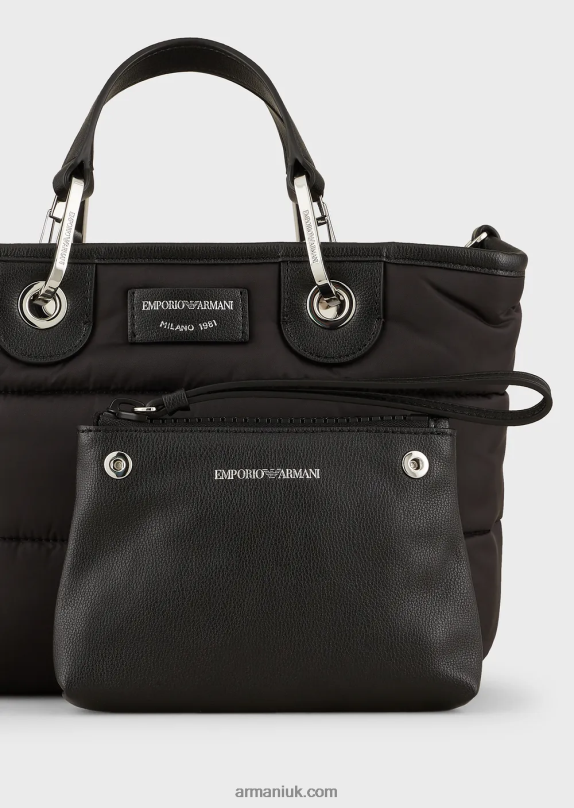 Small Myea Shopper Bag In Quilted, Recycled Nylon Women VP6Z8670 Armani Black