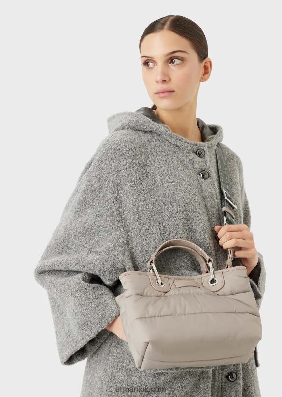 Small Myea Shopper Bag In Quilted, Recycled Nylon Women VP6Z8671 Armani Beige