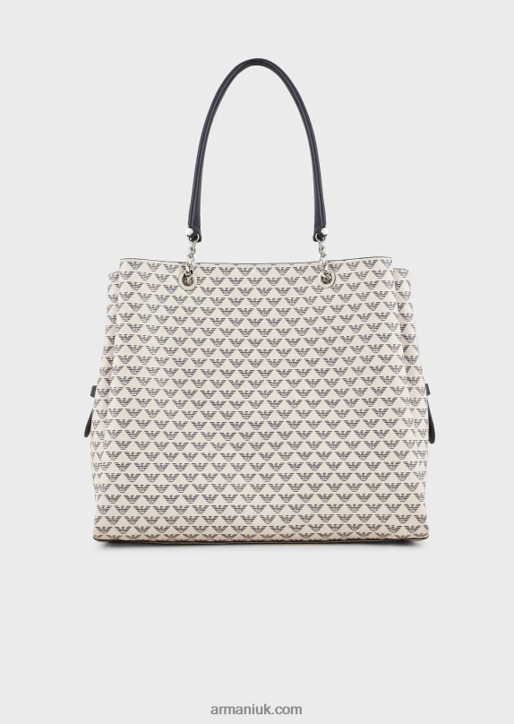 All-Over Eagle Shopper Bag With Eagle Charm Women VP6Z8723 Armani Blue Logo