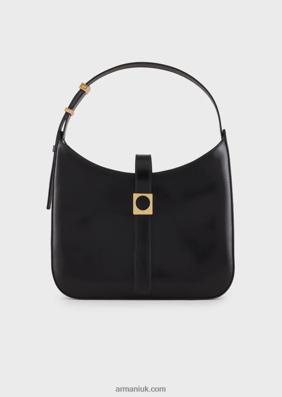 Brushed Leather Hobo Bag Women VP6Z8744 Armani Black