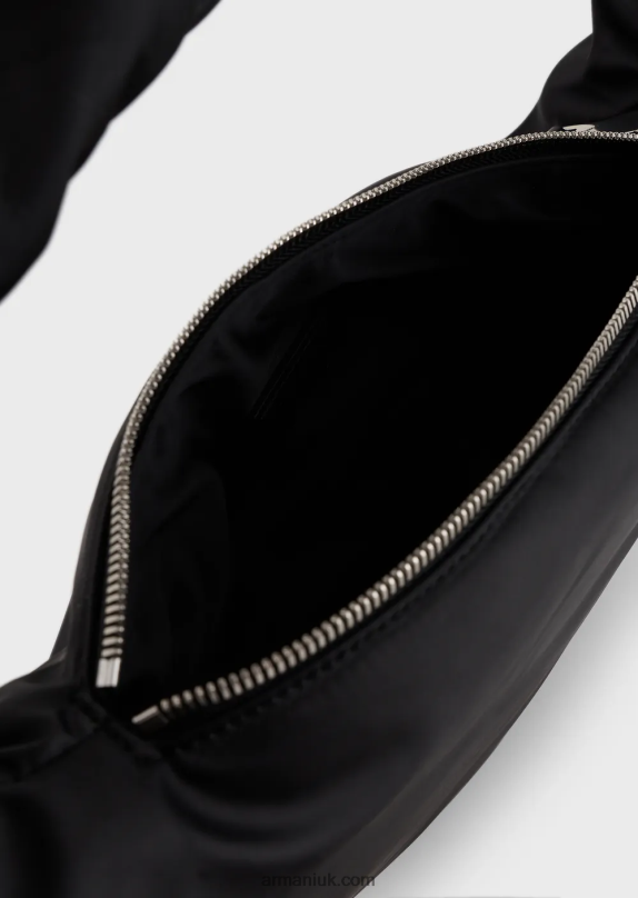 Two-Toned Nylon Hobo Bag With Signature Embroidery Women VP6Z8745 Armani Black