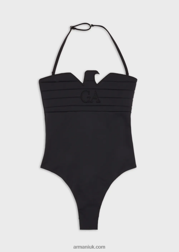 Scuba Fabric Padded One-Piece Swimsuit With Contoured Eagle Women VP6Z811 Armani