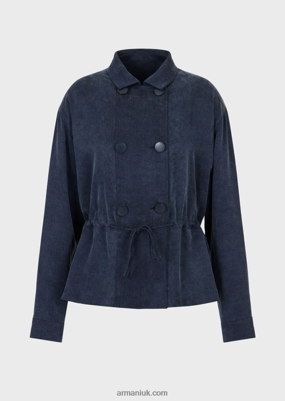 Washed Cupro Jacket With Buttons And Drawstring Women VP6Z82741 Armani
