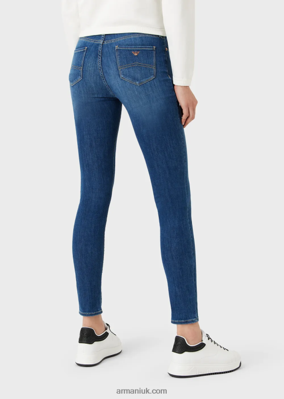 J20 High-Waisted, Super-Skinny Jeans In Stretch Tencel Denim Women VP6Z82750 Armani Dark Blue