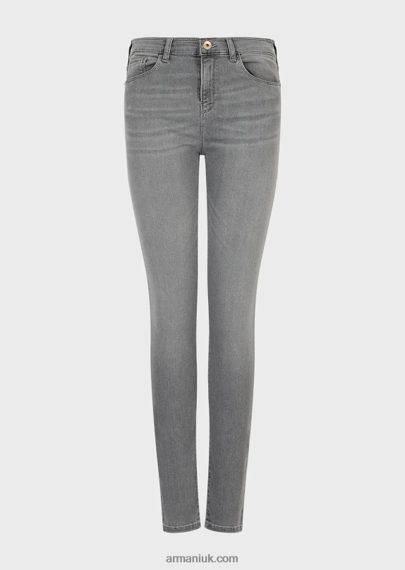 J20 High-Waisted, Super-Skinny Jeans In Stretch Tencel Denim Women VP6Z82751 Armani Gray