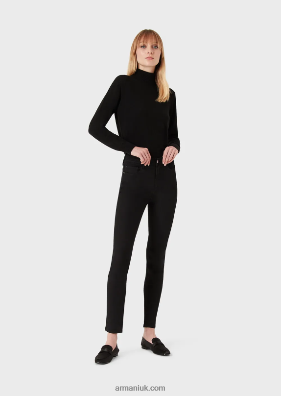 J20 High-Waisted, Super Skinny-Leg Stretch Denim Jeans Women VP6Z82767 Armani Black