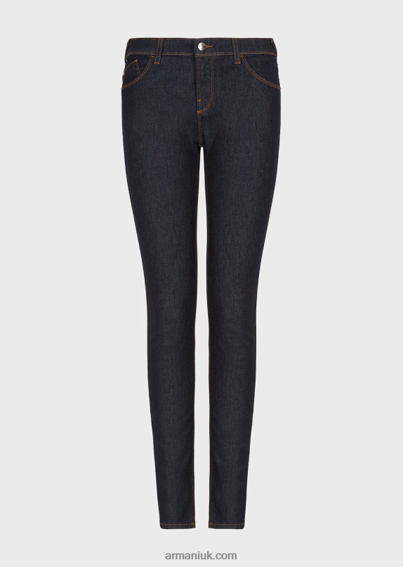 J28 Medium-Waisted, Super Skinny-Leg Jeans In Mercerised Comfort Denim Women VP6Z82776 Armani Navy Blue