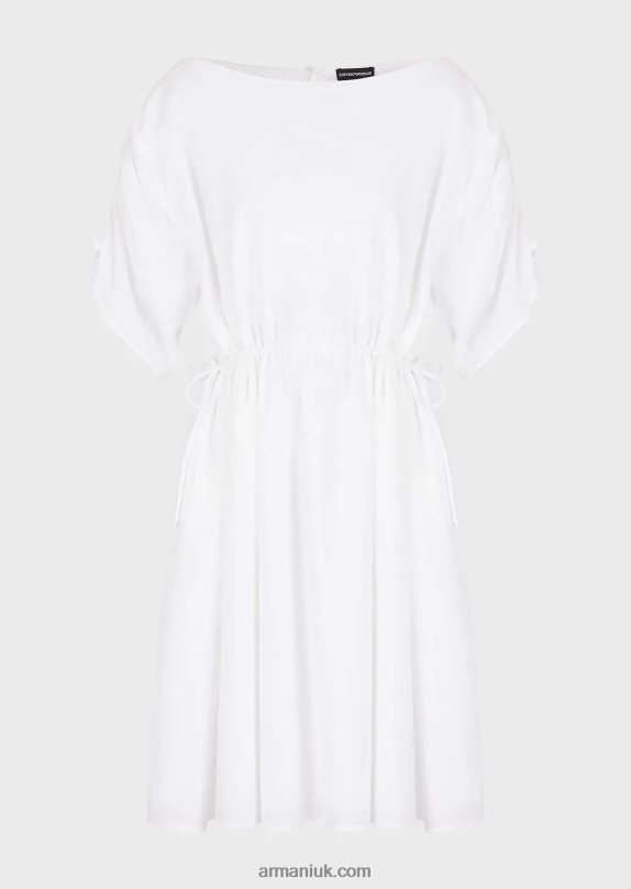 Boat-Neck Dress With Drawstring Women VP6Z891 Armani White