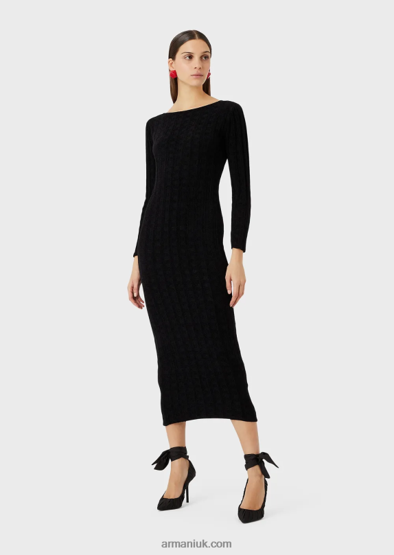 Lurex Check Jacquard Sheath Dress Women VP6Z8118 Armani Black