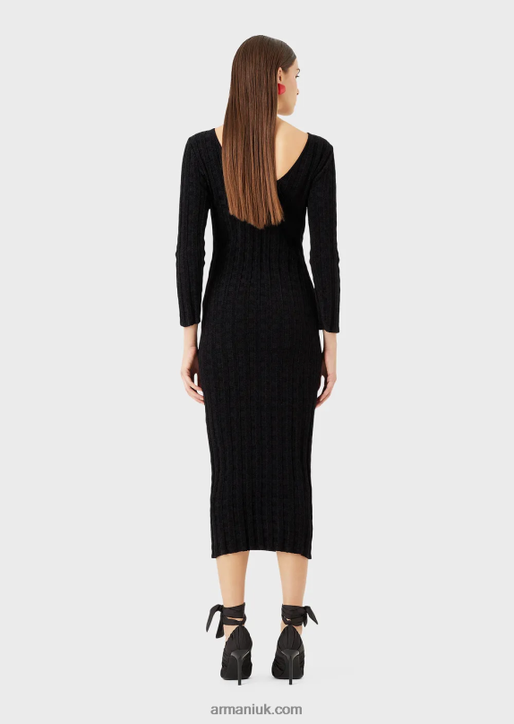Lurex Check Jacquard Sheath Dress Women VP6Z8118 Armani Black