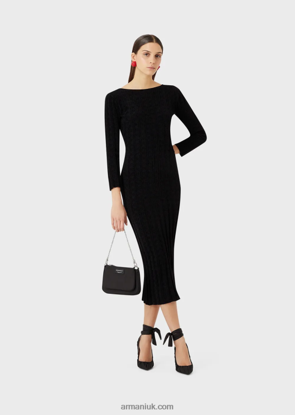 Lurex Check Jacquard Sheath Dress Women VP6Z8118 Armani Black