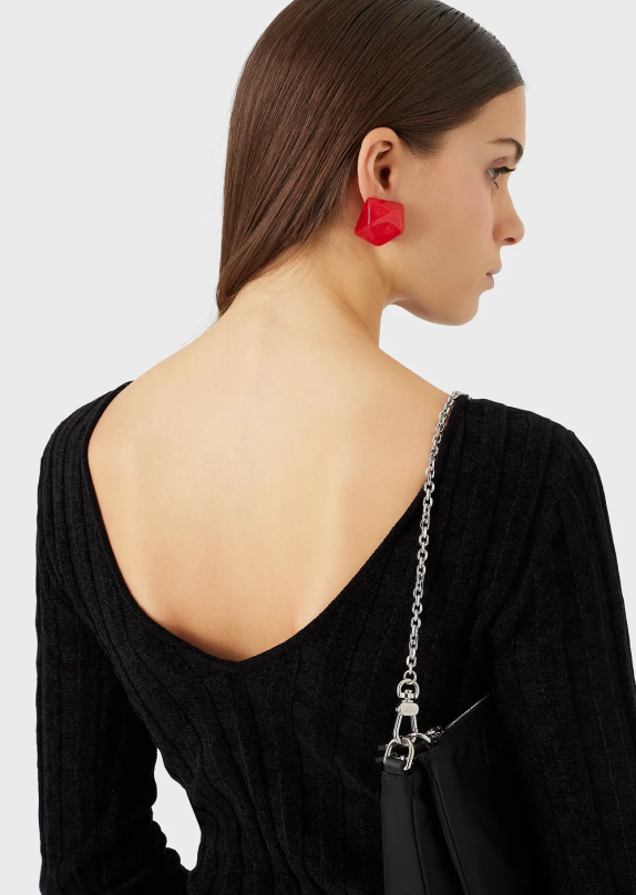 Lurex Check Jacquard Sheath Dress Women VP6Z8118 Armani Black