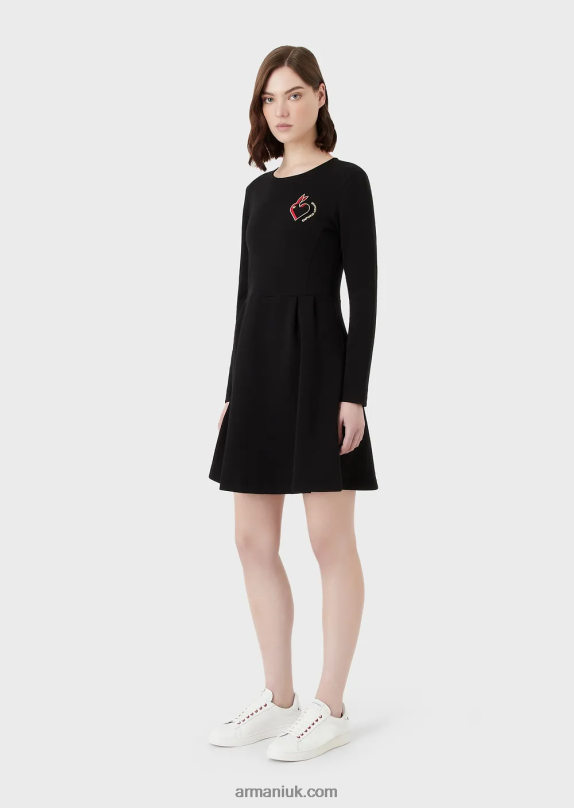 Rabbit-Embroidered Sweatshirt Dress Women VP6Z8100 Armani Black