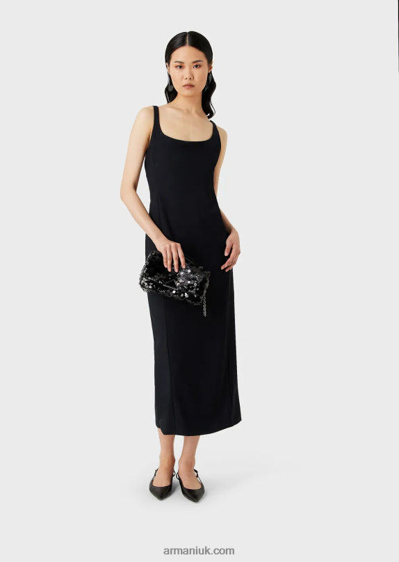Sensitive Bonded-Jersey Sheath Dress With Crossover Back Women VP6Z8122 Armani Black