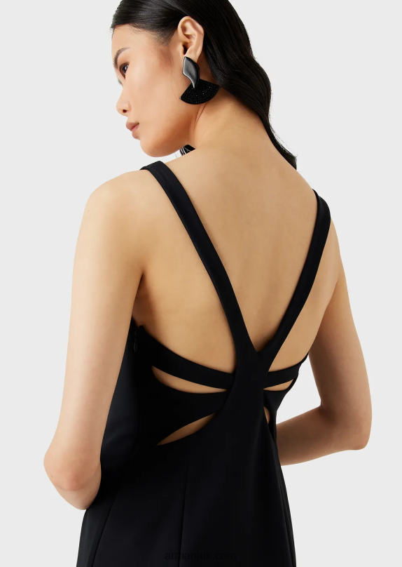 Sensitive Bonded-Jersey Sheath Dress With Crossover Back Women VP6Z8122 Armani Black