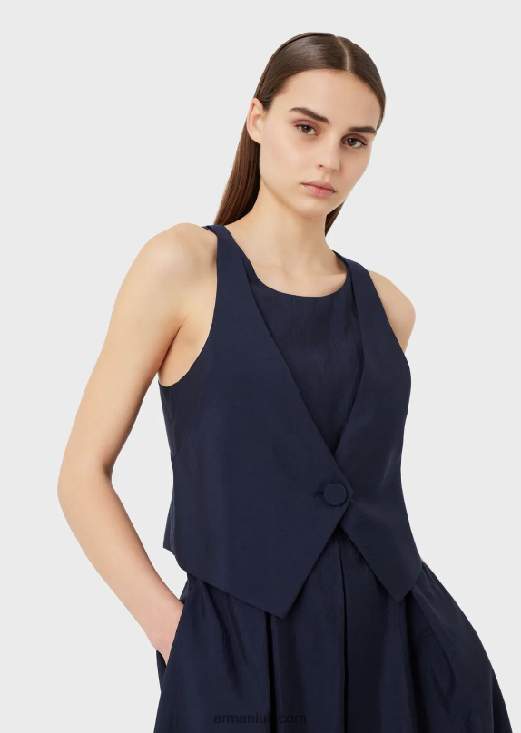 Two-Piece Effect Dress In Technical Muslin With Godet Pleats Women VP6Z875 Armani