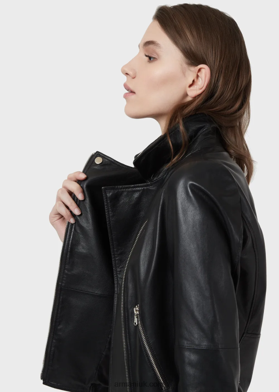 Nappa-Lambskin Biker Jacket Women VP6Z8233 Armani Black