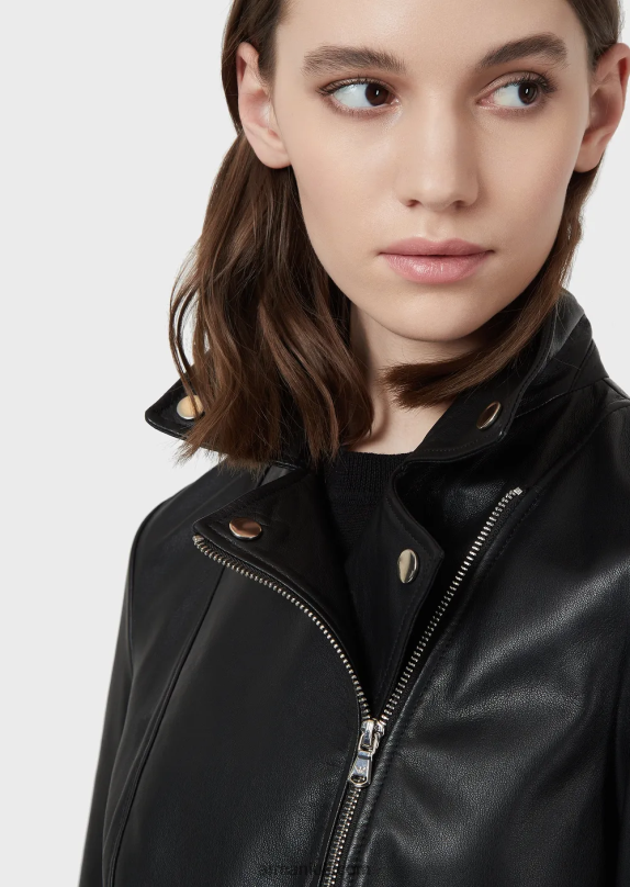 Nappa-Lambskin Biker Jacket Women VP6Z8233 Armani Black
