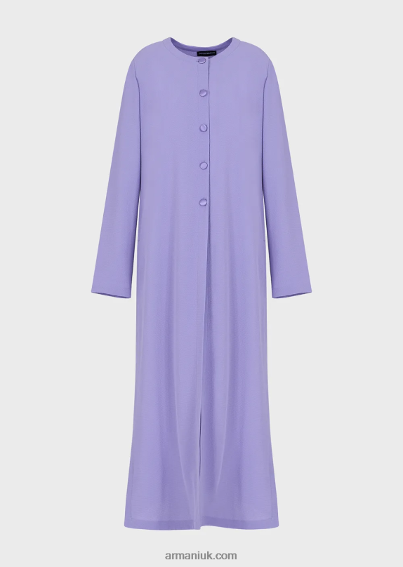 Granite-Fabric Overcoat With Buttons And Side Slits Women VP6Z8244 Armani Purple