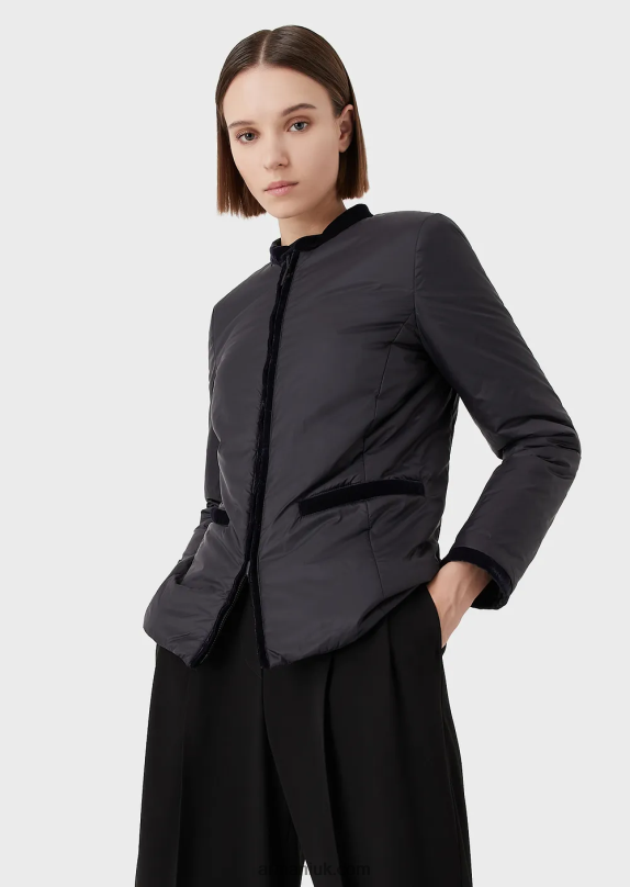 Nylon Reversible Guru-Collared Jacket Women VP6Z8247 Armani Black